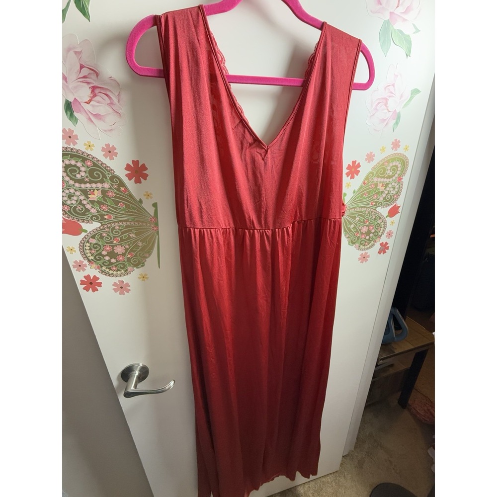 Red Lace-Trim Nightgown Robe - Picture 5 of 5